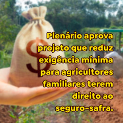 Plenário aprova projeto que reduz exigência mínima para agricultores terem direito ao seguro-safra