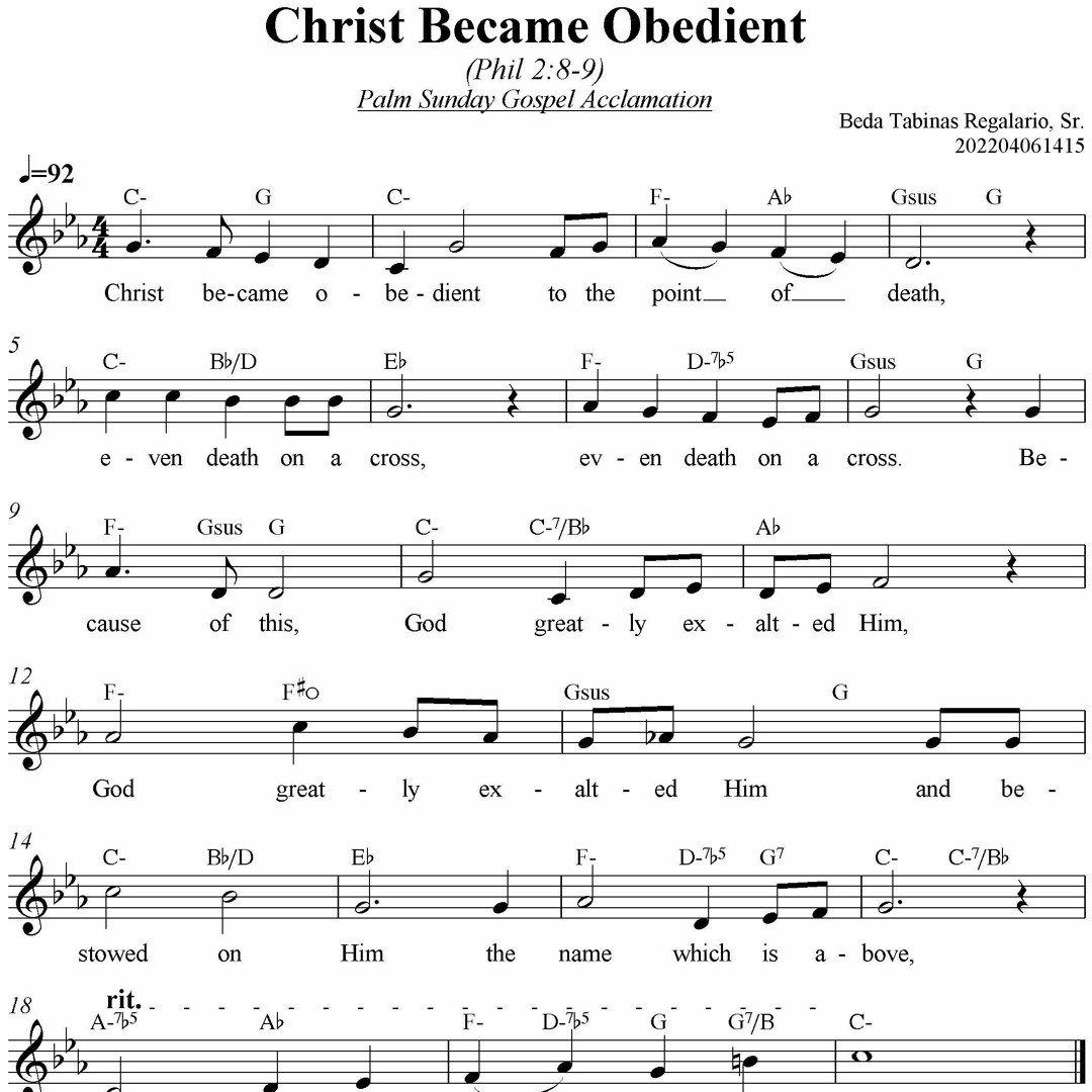 Stream Christ Became Obedient (Palm Sunday Gospel Acclamation) (B.T ...
