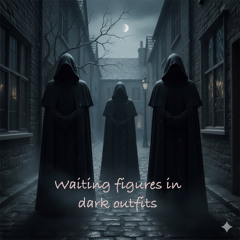 Waiting figures in dark outfits