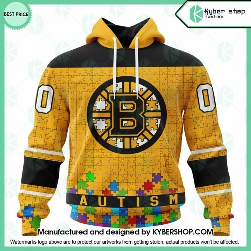 Boston Bruins Hockey Fights Against Autism CUSTOM Hoodie