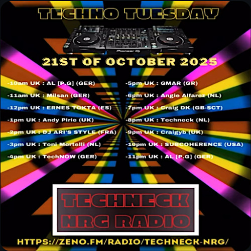 Techno Tuesday - Techneck NRG Radio 21.10.25