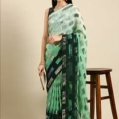 Buy Pista green & black designer pure georgette Bollywood Wedding Saree