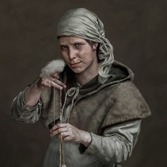 Frau - Webstuhl - Museumsdorf Düppel - Leben im Mittelalter - Außen - Audiostation