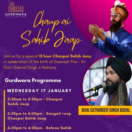 Stream Bhai Satninder Singh Bodal on Guru Gobind Singh Ji Gurpurab 2024