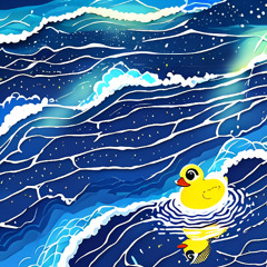 Rubber duck in the ocean