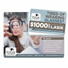 Lasik Eye Surgery Plastic Postcard Mailer