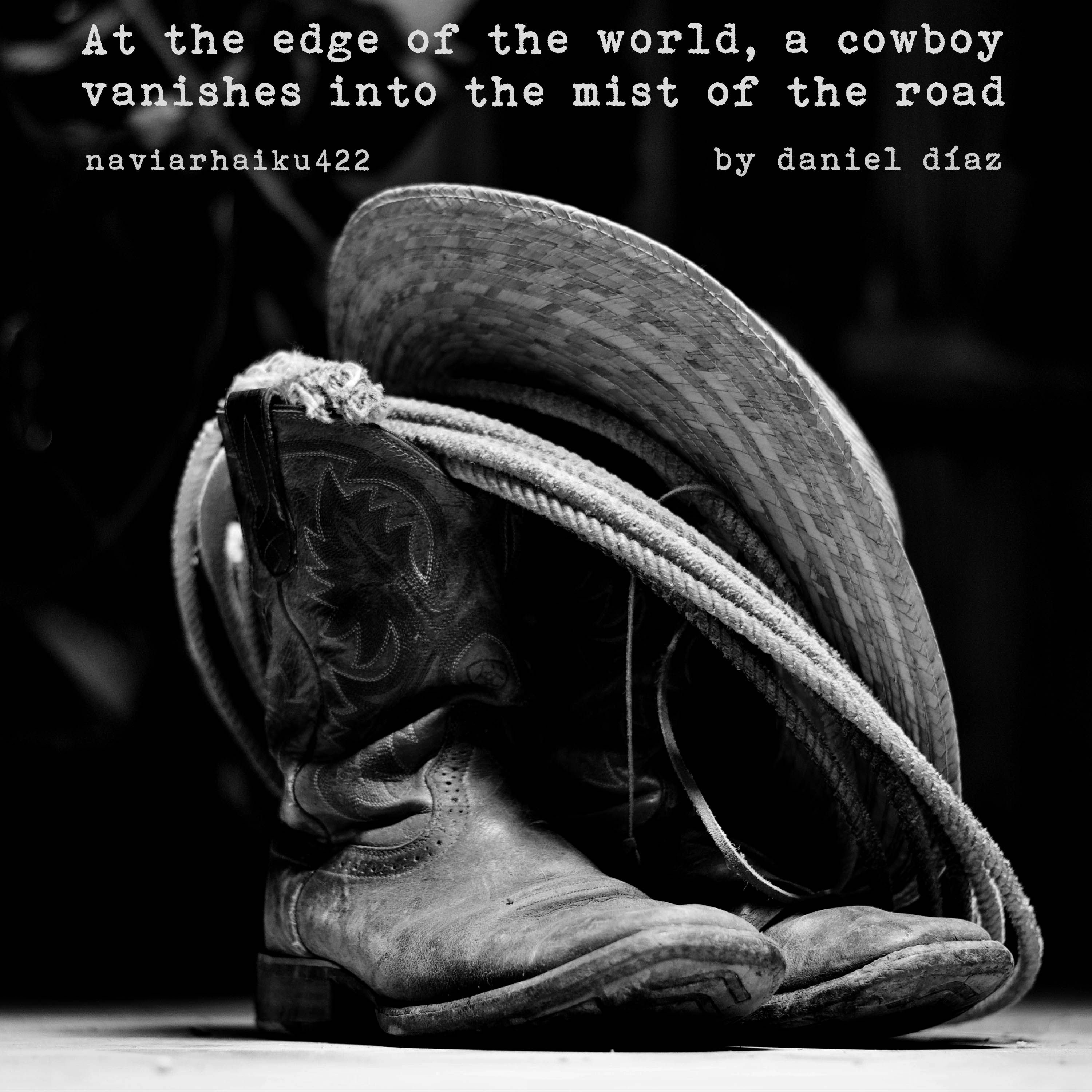 At the edge of the world, a cowboy vanishes into the mist of the road (naviarhaiku422) episode artwork