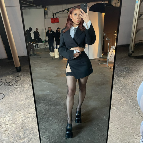 mariah the scientist black dress Mariah The Scientist Black and White Dress