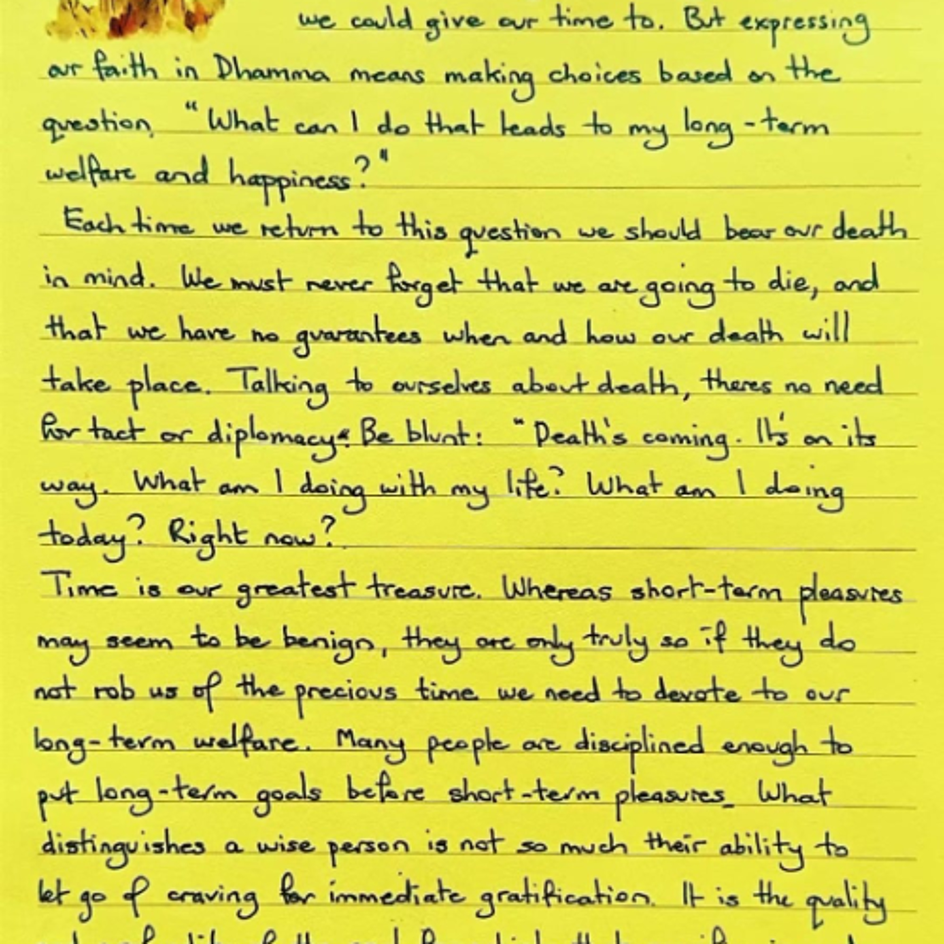 Foglietto GIallo del 20 settembre 2025 sulla morte