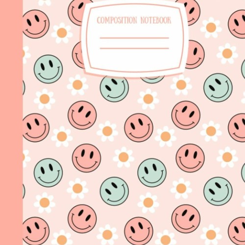 get [PDF] Download Composition Notebook: Pretty Pink Smiley Face | 7.5' X 9.25' | Wide Ruled