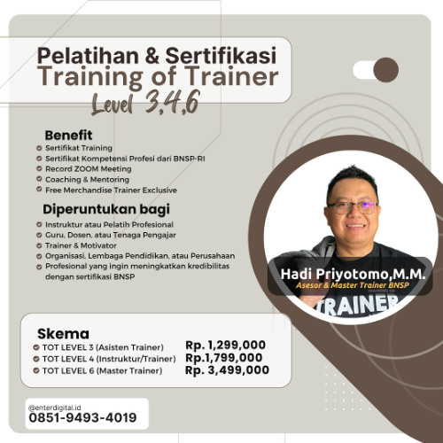 BNSP! WA: 0851-9493-4019, Sertifikasi Tot Level 3 Jakarta Pusat