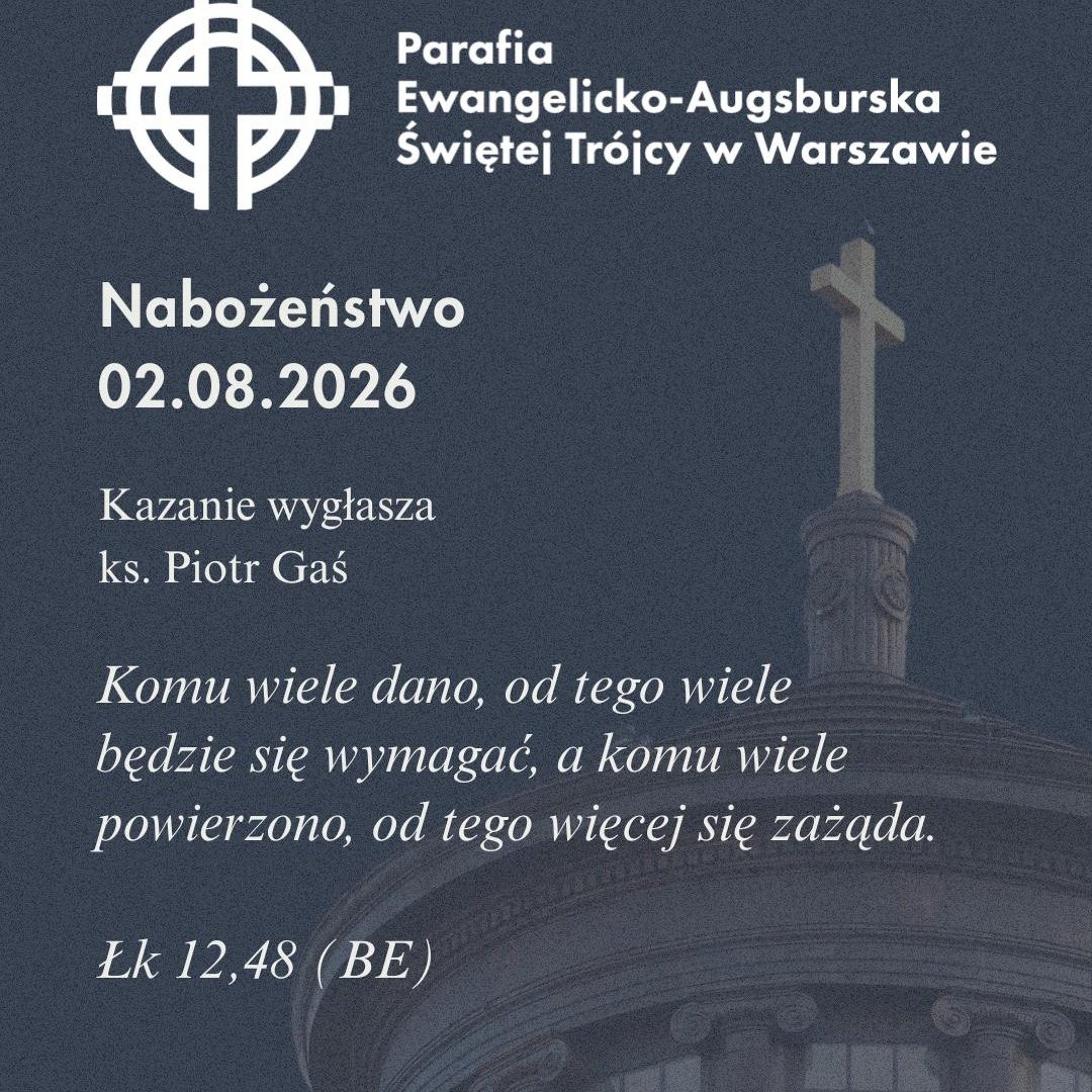 Niedziela ze Słowem, rozważanie z nabożeństwa 02 sierpnia 2026 episode artwork