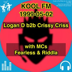 Logan D b2b Crissy Criss @ Kool FM, 2 May 1999