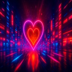 Neon Hearts on Fire
