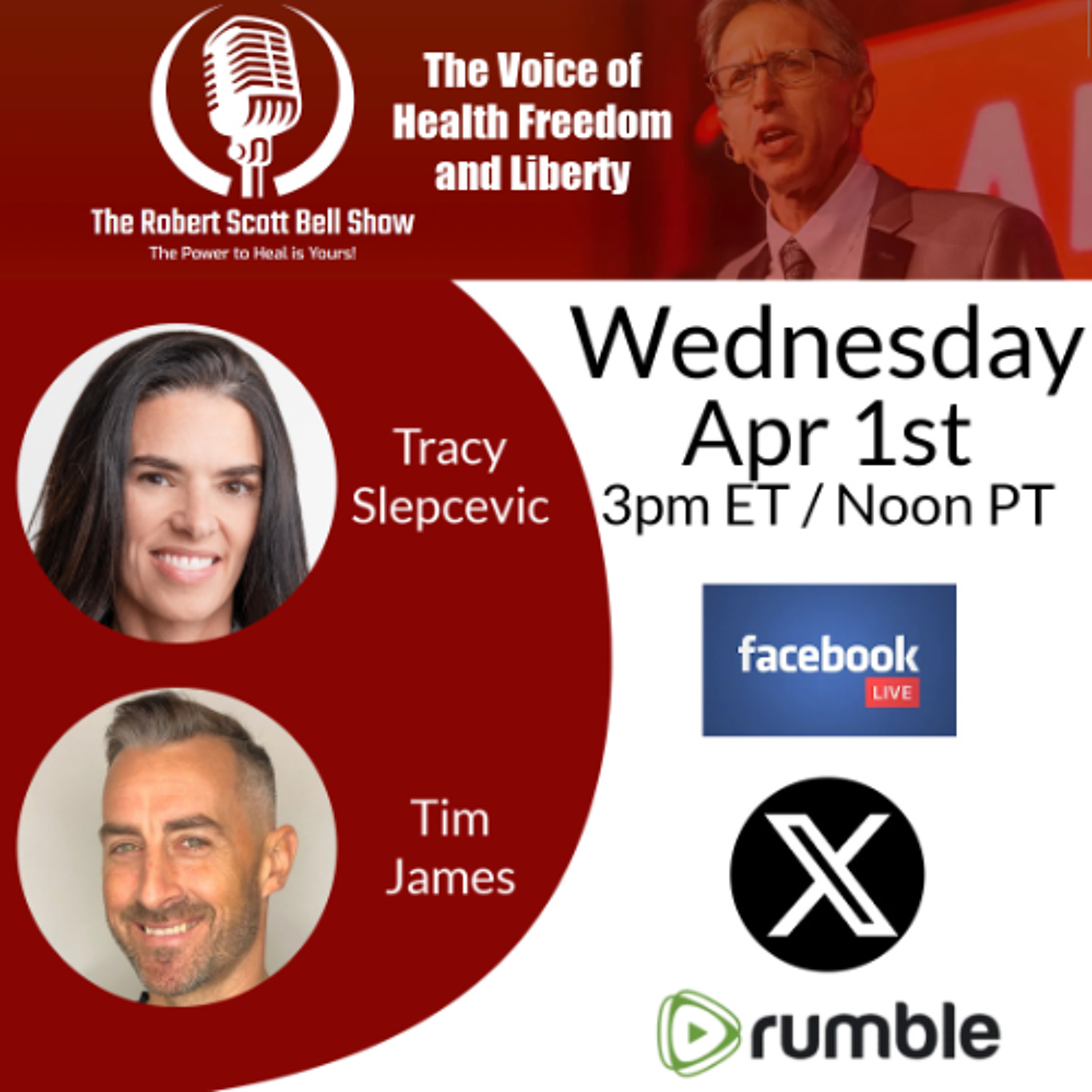 Vaccine Injury Testimony Blocked, Tracy Slepcevic, Autism Health Summit, Tim James, Chemical Free Body - The RSB Show 4-1-26