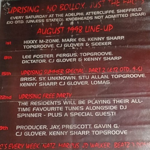 Topgroove b2b Kenny Sharp Mc’s JD Walker,Marcus,Domer & Beatz - Uprising - 22-8-98