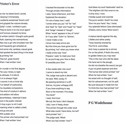 122 Printer's Error by P G Wodehouse