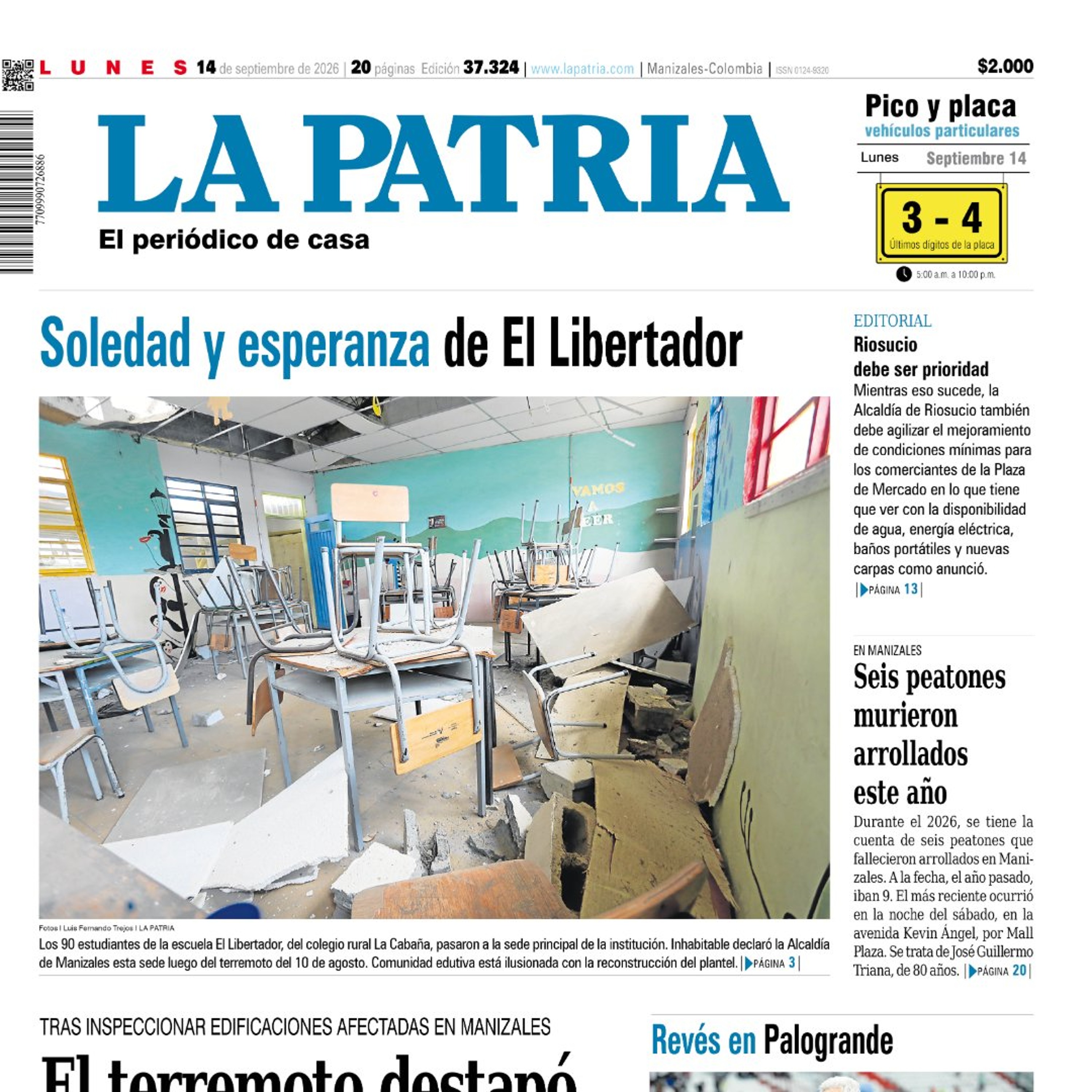 1. Titulares del informativo de la mañana - 14 de septiembre
