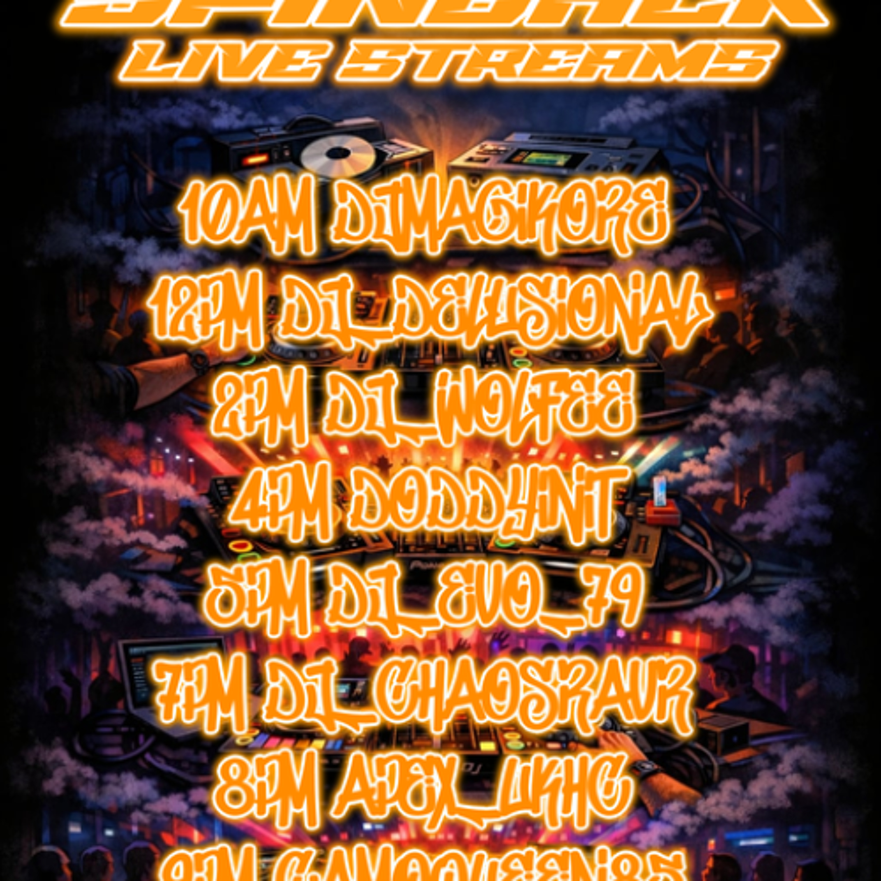 Spinback live streams 06.01.26 Nostalgic happy hardcore and Freeform episode artwork