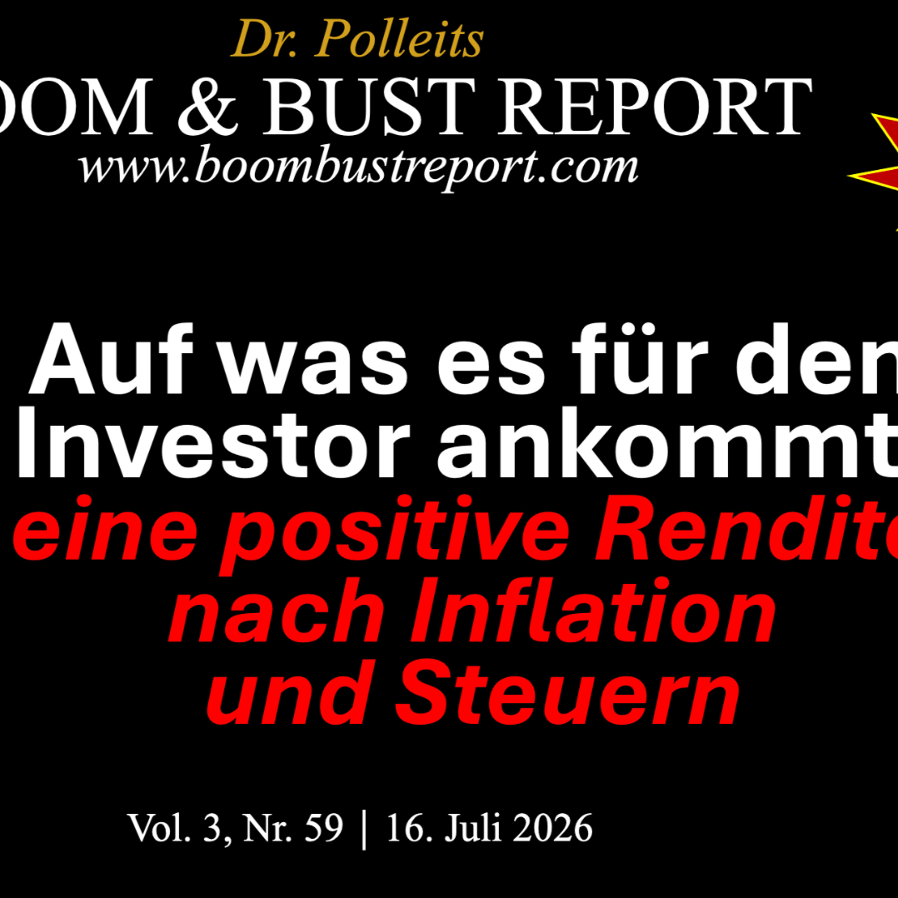 Preview: BOOM & BUST REPORT, 59. Ausg., 16. Juli 2026