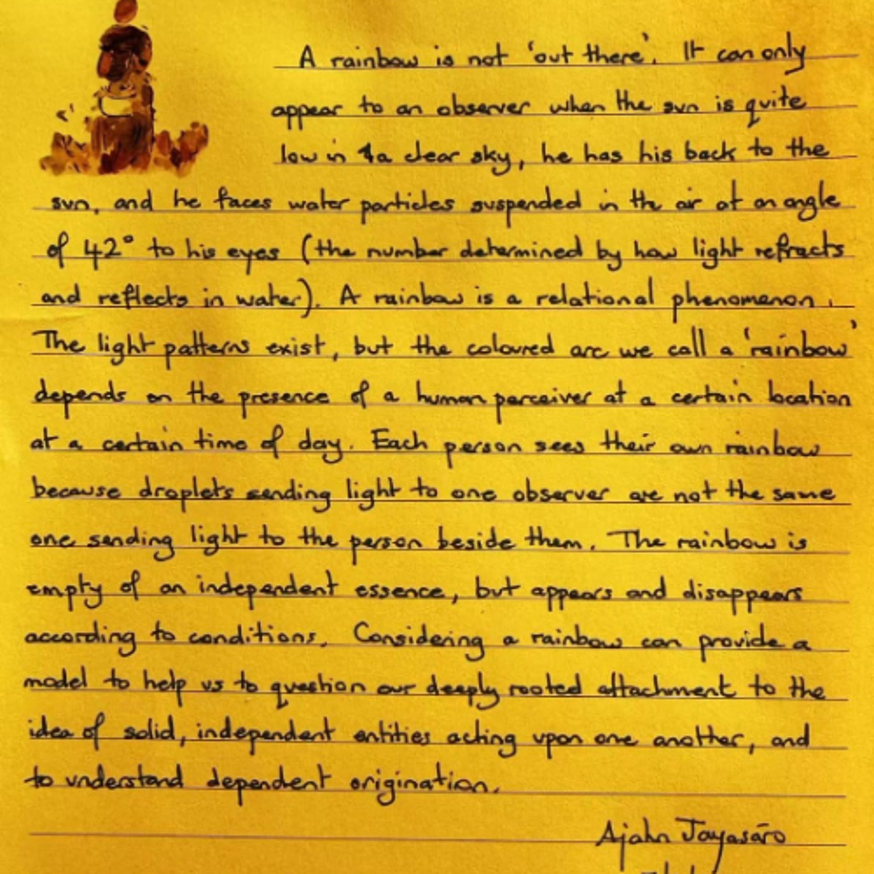 Nutrimento del Cuore - Foglietto Giallo del 7 febbraio 2026 sull'arcobaleno e all'attaccamento alle idee