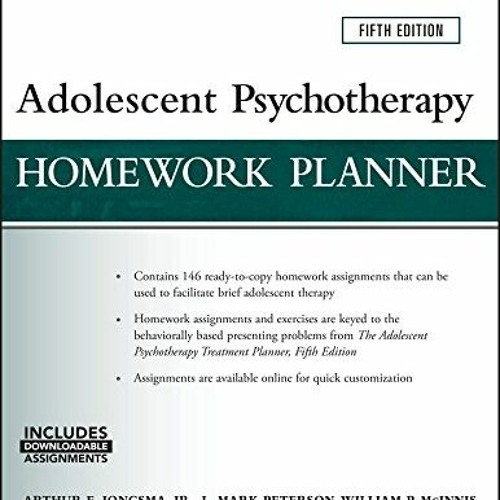 GET [EPUB KINDLE PDF EBOOK] Adolescent Psychotherapy Homework Planner (PracticePlanners) by  David J