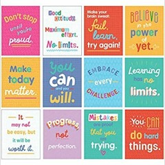 Ebooks download Carson Dellosa Growth Mindset Poster Set—Colorful Posters for Positive Thinking, Ins