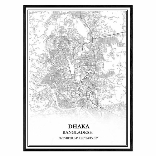 Stream episode (PDF/DOWNLOAD) TANOKCRS Dhaka Bangladesh Map Wall Art