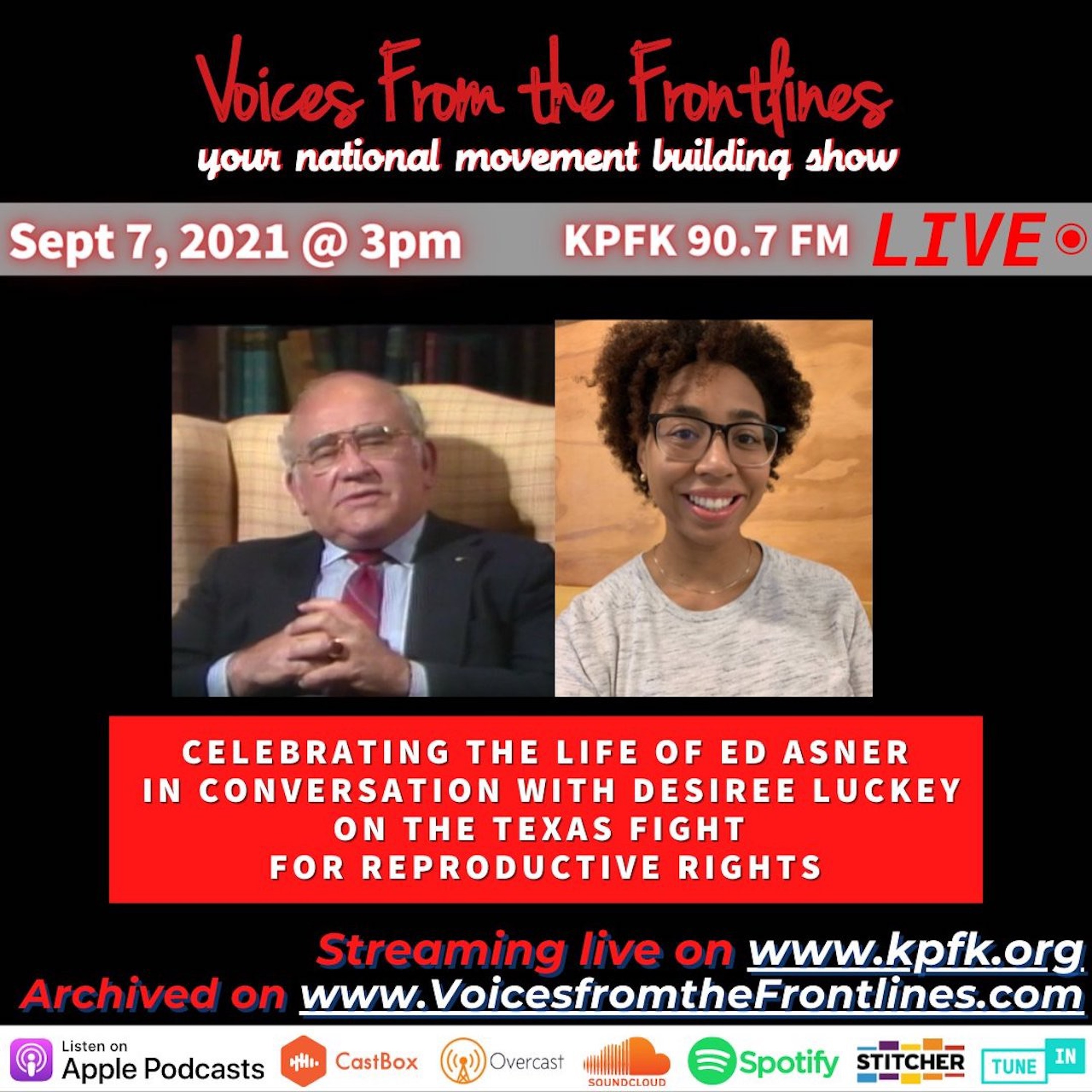 Voices Radio: Desiree Luckey On Texas’ Abortion Law, and the late Ed Asner