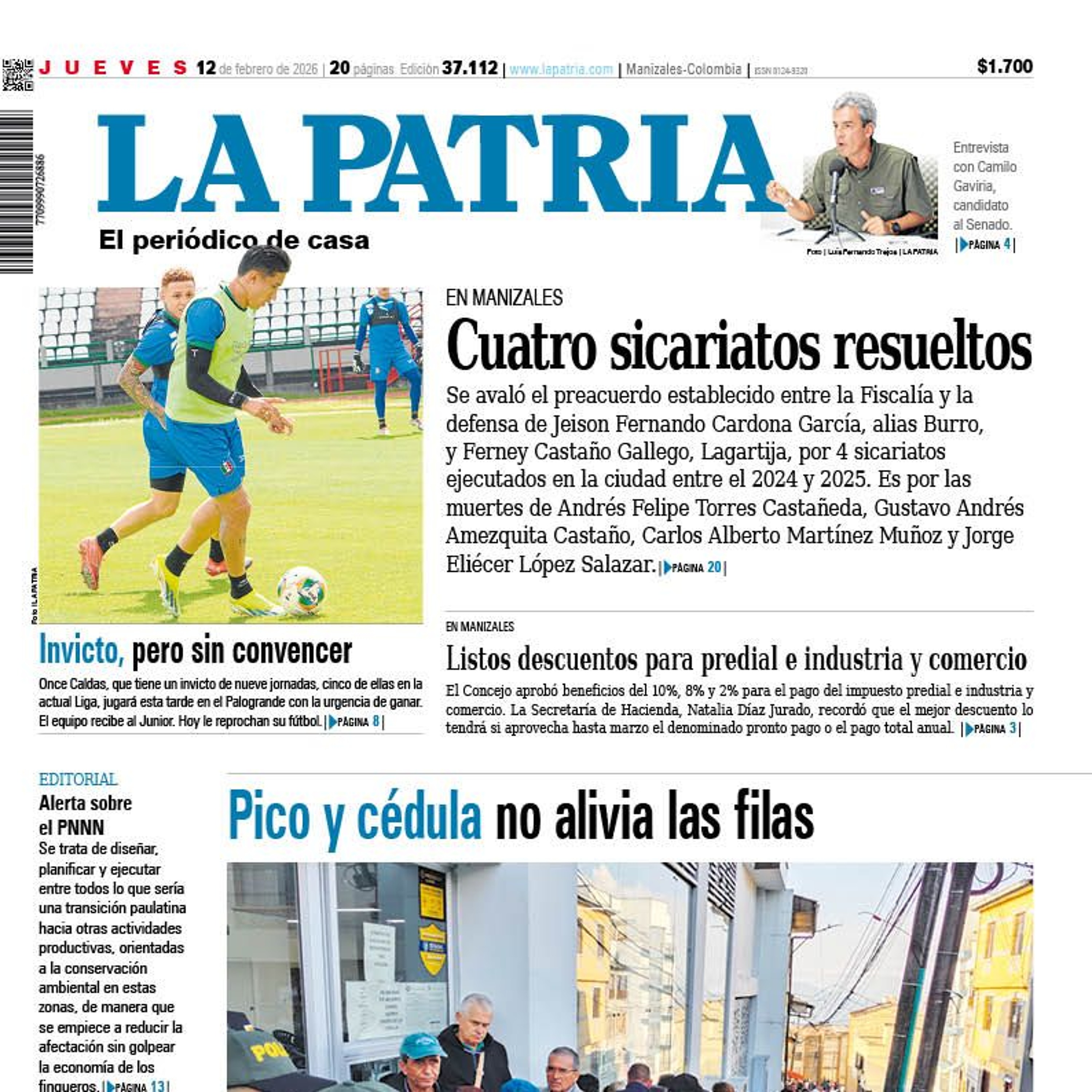1. Titulares del informativo de la mañana - 12 de febrero