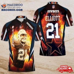 Ezekiel Elliott 21 Dallas Cowboys 3D Polo Shirt Gift For Nfl Fans
