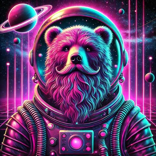 Space Bear In A Neon Universe
