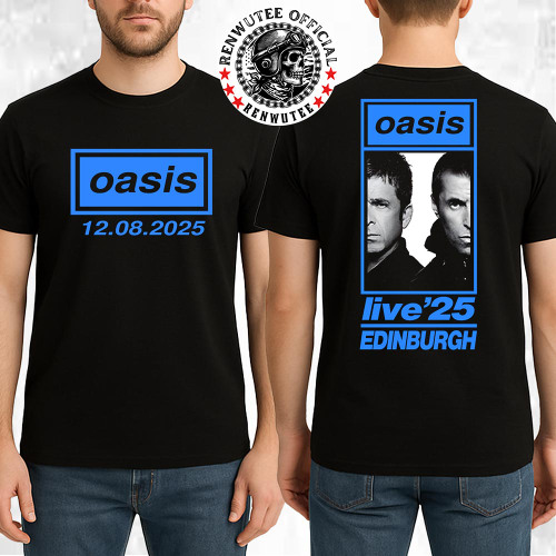 Oasis Live'25ツアーTシャツ Ｍ　エディンバラ8/8 貴重 オアシス Live 25 再結成ツアー8/8エジンバラ初日日付入 T