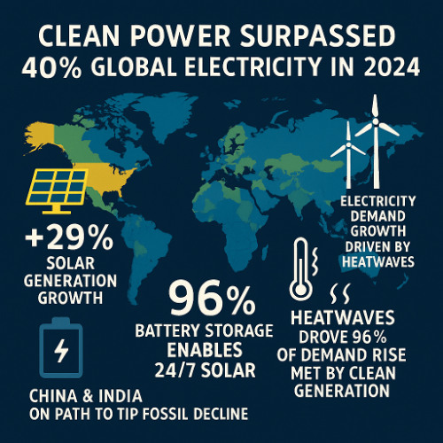 Clean Power Reaches 40% Global Electricity Review 2025
