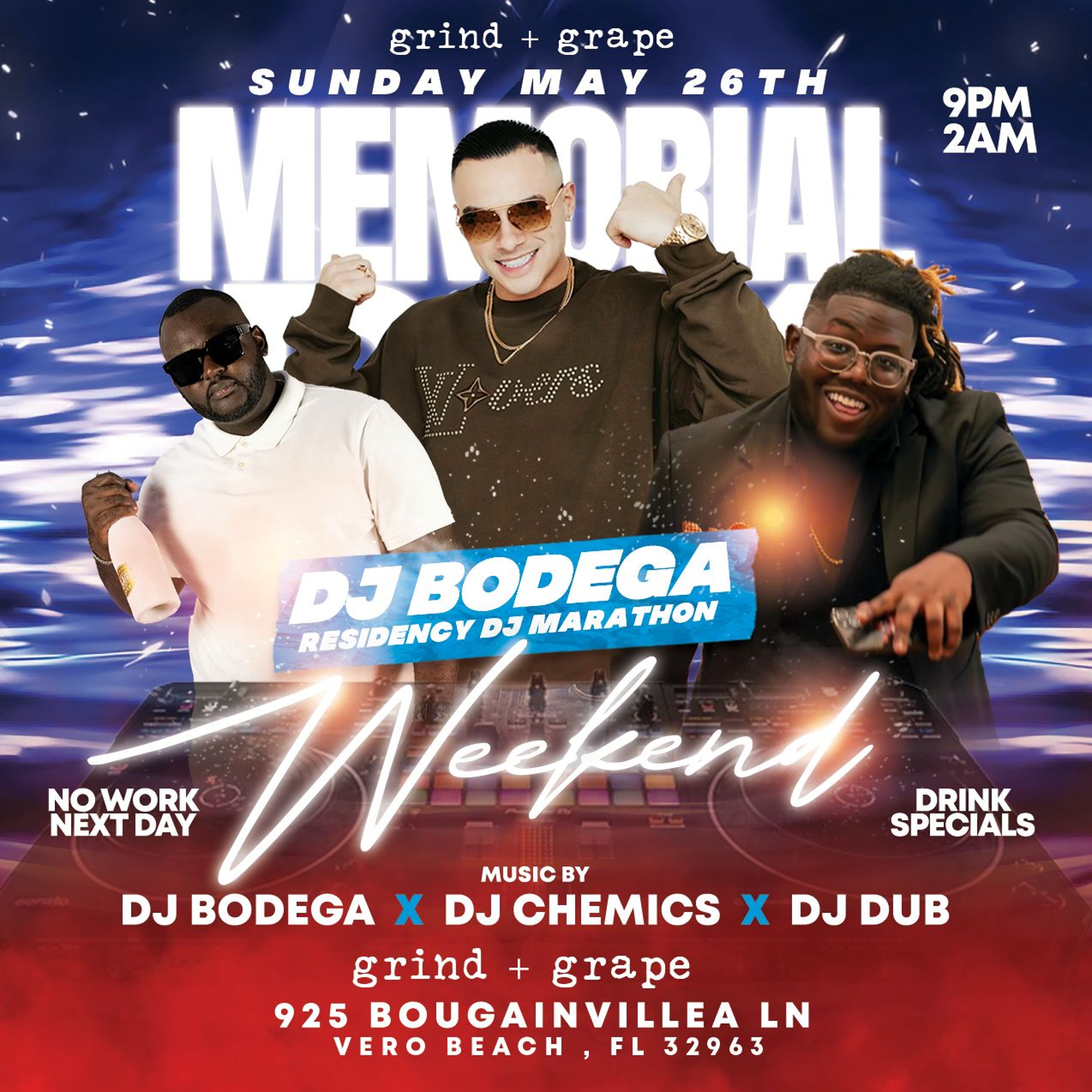 #MDW2024 🔴 Live Audio- DJ Bodega X DJ Chemics X DJ Dub @Grind&Grape - Vero Beach,FL I 05.27.24 episode artwork