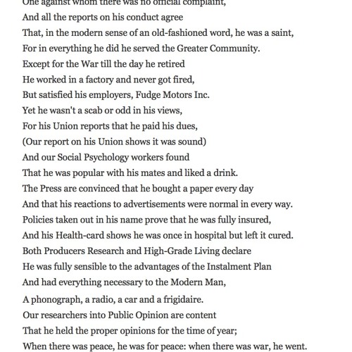 266 The Unknown Citizen by WH Auden