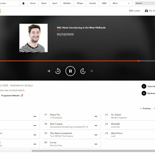Lucas - Set You Free - BBC Radio WM Introducing Play
