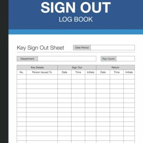 Stream Key Sign Out Log Book, Inventory Register Sheets and