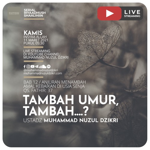 Riyaadhushshaalihiin 313 Tambah Umur Tambah Ustadz Muhammad Nuzul Dzikri By Muhammad Nuzul Dzikri