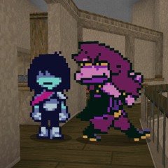 Pandora Palace in the style of Running from Evil (DELTARUNE x DOOM II)