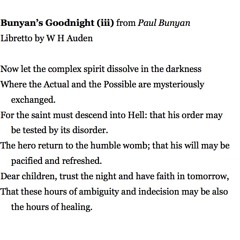498 Bunyan's Good Night (iii) from Paul Bunyan by W H Auden