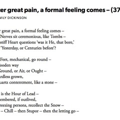 334 After Great Pain A Formal Feeling Comes by Emily Dickinson, read by Emma Fielding
