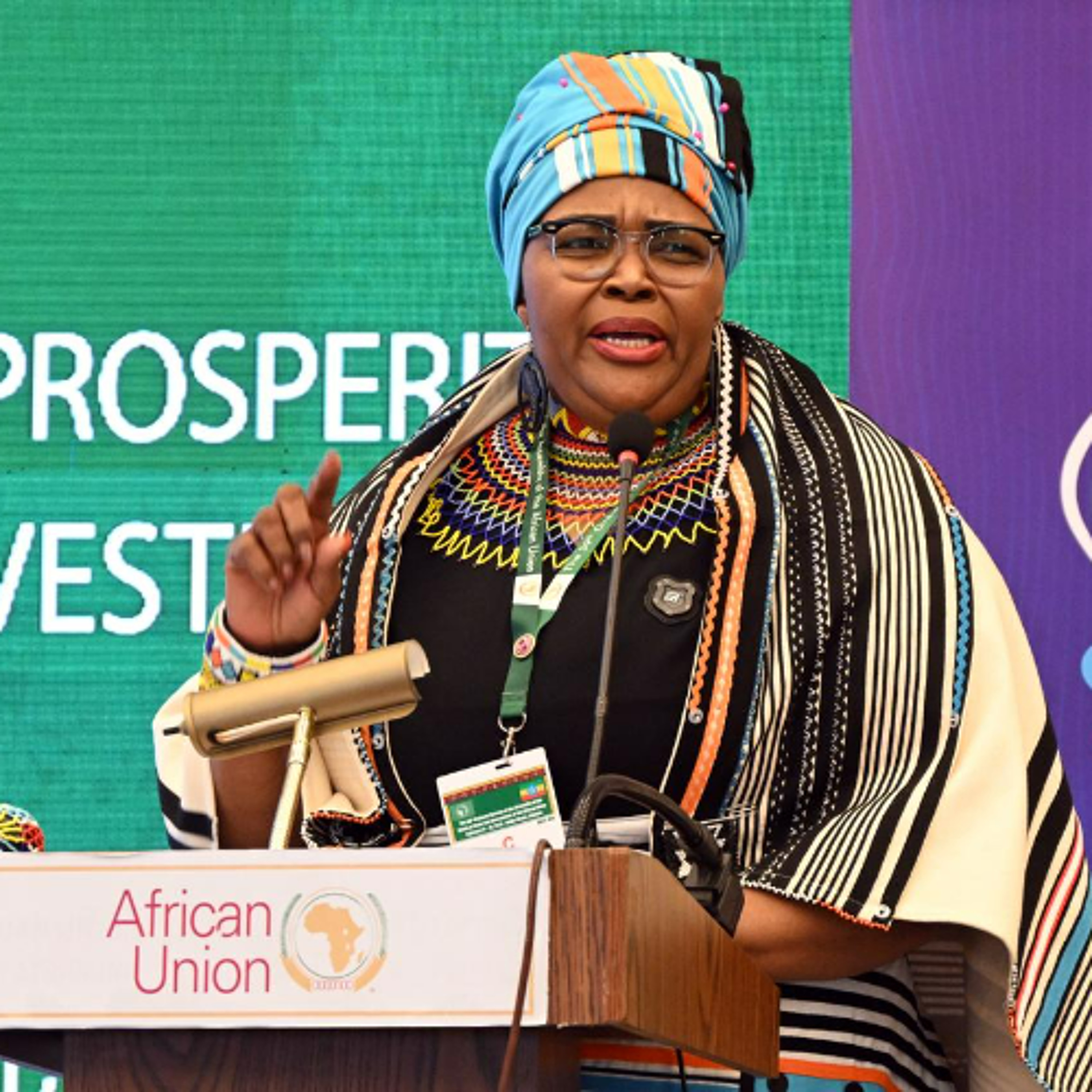 Minister Pemmy Majodina AU Media Stakeout