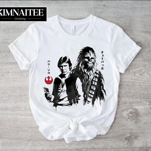 Han Solo And Chewbacca In Japanese Sumi E Style Shirt