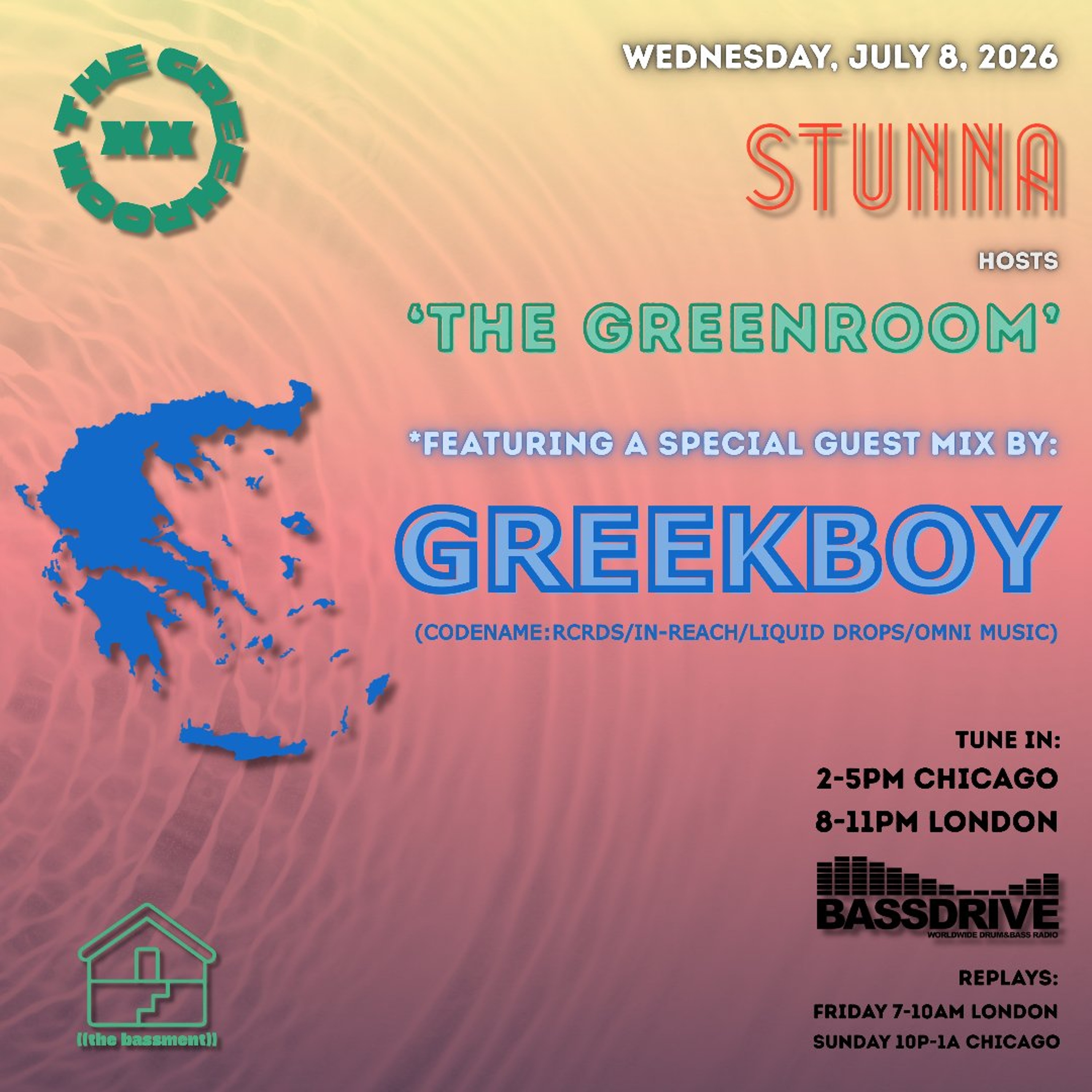 STUNNA Hosts THE GREENROOM with GREEKBOY Guest Mix July 8 2026 episode artwork