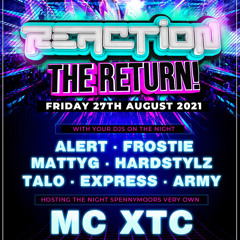 Reaction Live! Dj’s Hardstylz, Alert, Express Mc’s XTC & Wrighty 27/08/2021