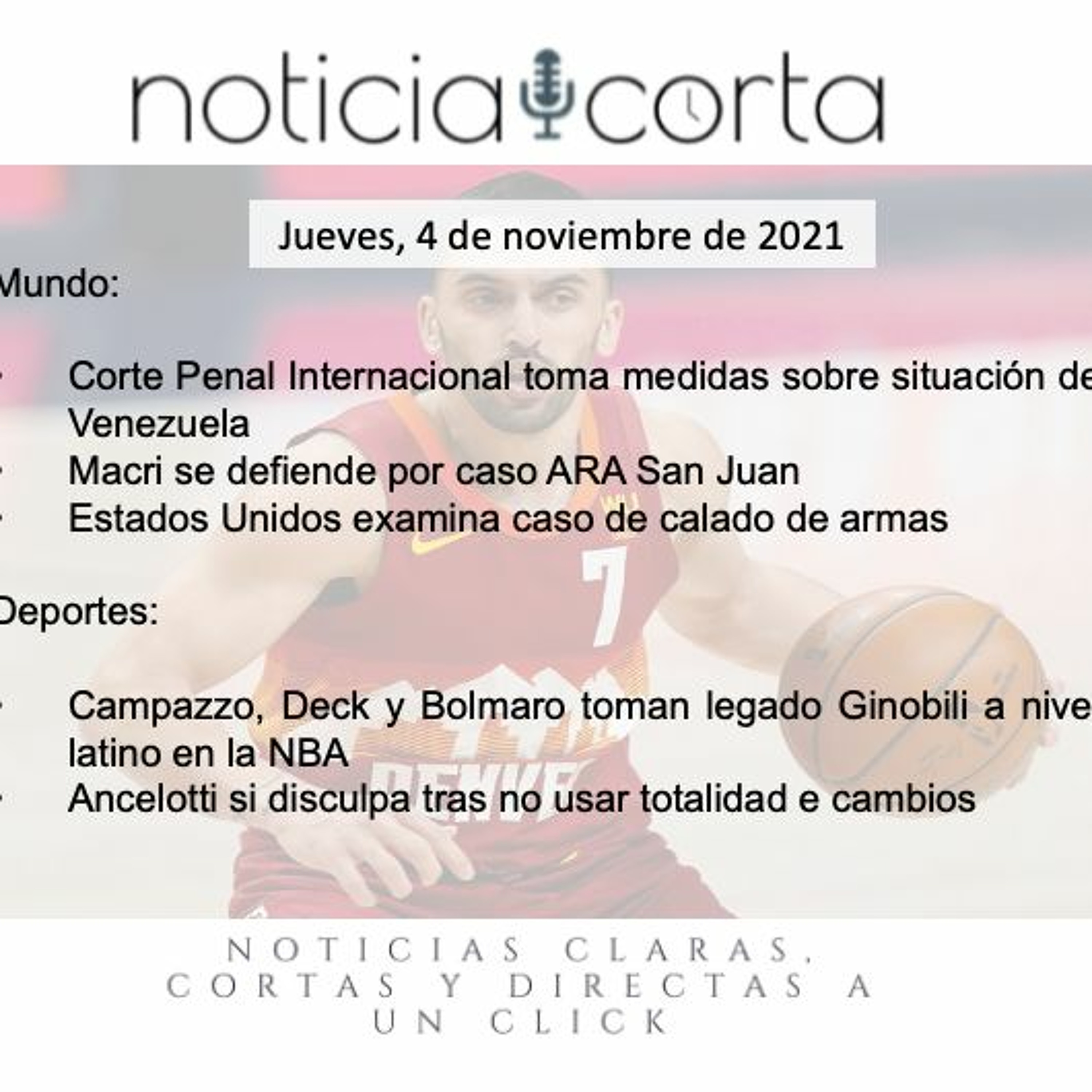 Noticia Corta, Jueves 4 De Noviembre De 2021