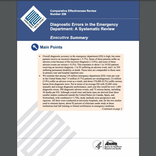 When a Report on Errors is all in Error: Review of the AHRQ Report on EM Diagnostic Errors