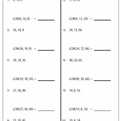 Stream Gcf And Lcm Worksheet For 4th Grade from Rich | Listen online ...