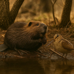 Beaver Gnawing on Water Lily Roots - Trail Wood